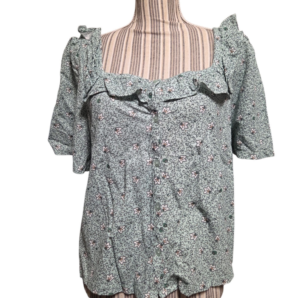 Ann Taylor Light Green Floral Top - Picture 2 of 5